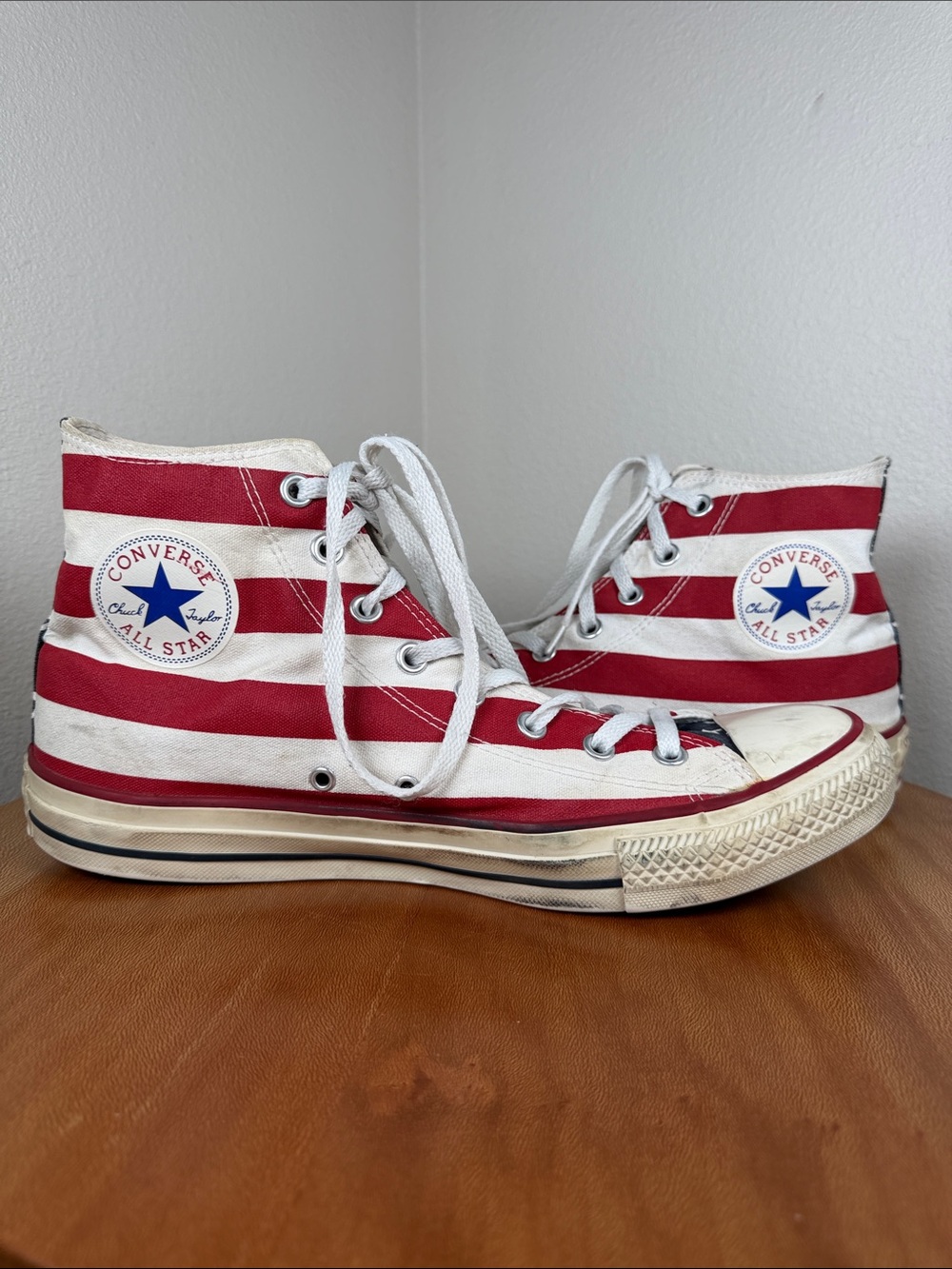 Converse All Star USA Flag Red White Blue Canvas High Top Men’s 12 Women’s 14